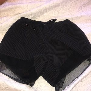 black patterned lukka lux shorts with mesh